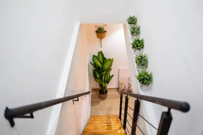 a staircase with potted plants on the wall at Maqueda Luxury Suite & Home in Palermo