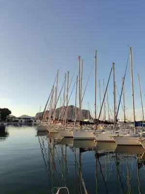 a group of sailboats docked in a harbor at Mansarda di Gabriella al Politeama - City center in Palermo