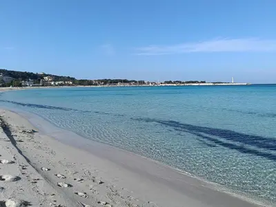 a beach with footprints in the sand and the water at Casa Vacanza Ciglietti in San Vito lo Capo