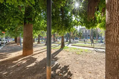 a park with trees and a pole in the middle at Casa Lolli by Wonderful Italy in Palermo