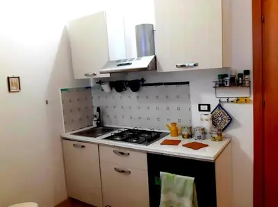 a small kitchen with a stove and a sink at Ballarò room in Palermo