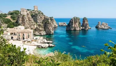 a view of a body of water with rocks in it at Suite Vicino al Mare in Carini
