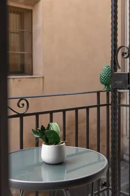 a potted plant sitting on a table on a balcony at Dimore D'amare in Palermo