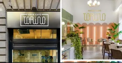 two pictures of a restaurant with a sign over the door at Two-room apartment in the heart of Palermo in Palermo