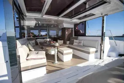 a view of the cockpit of a luxury yacht at Sicily by Catamaran in Palermo