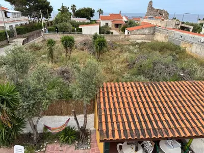 an overhead view of a house with a tile roof at Villa Pino in Carini