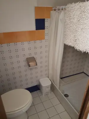 a bathroom with a toilet and a shower at Tiny House in Palermo
