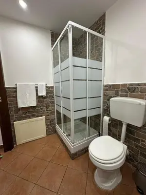 a bathroom with a toilet and a shower at QuattroCantiApartment2 Palermo in Palermo