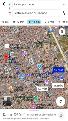 a screenshot of a map of a city at La Cala Holiday Flat in Palermo