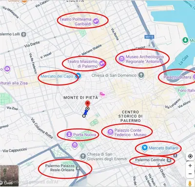 a map of the attacks on the city of san francisco at Vicoletto Ludovica - Proppro SRL- Palermo in Palermo