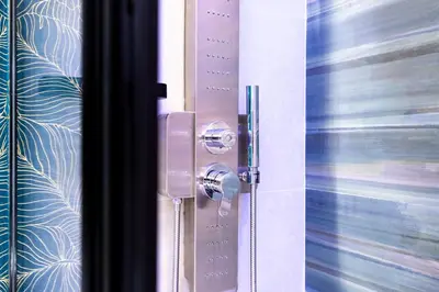 a door with a metal door knob on it at Appartamenti Pellegrino Centro in Palermo