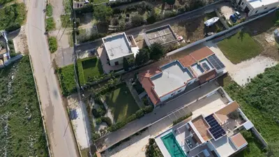 an overhead view of a house with a road at Casa Lucido di fronte la Tonnara in San Vito lo Capo