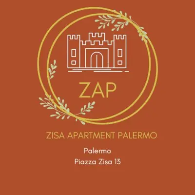a label with a drawing of a building in a circle at Zisa Apartment Palermo in Palermo
