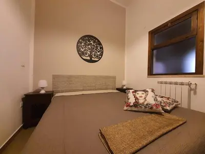 a bedroom with a large bed and a window at Casa Vacanza Isola di Eufemio in Capaci