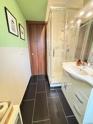 a bathroom with a sink and a shower at Maison N 16 in Palermo