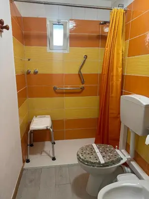 a bathroom with a shower and a toilet at Orange Lemon Business Palermo in Palermo