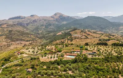an aerial view of a valley with mountains at Nice Apartment In Collesano Pa in Lascari