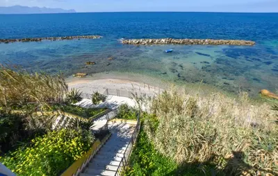 a view of the beach from the house at Stunning Apartment In Trappeto in Trappeto