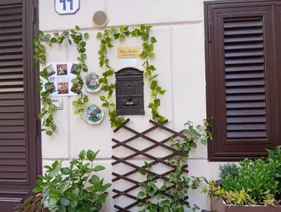 a wall of a house with a mailbox and ivy at Casa Emilia in Palermo
