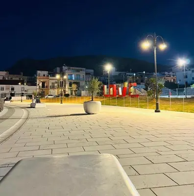 a park at night with a street light at Nelly's house in Terrasini