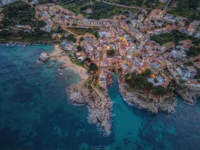an aerial view of a small island in the ocean at Home sweet home in Santa Flavia