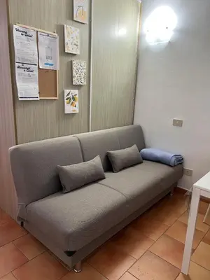 a couch with two pillows on it in a room at Tampasiando Limoni in Cinisi