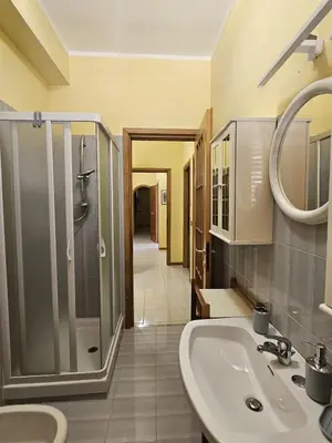 a bathroom with a shower and a sink at IL GEKO tra Palermo e Cefalu' nel mare di Sicilia in Trabia