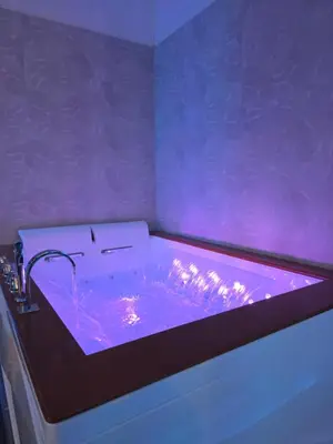 a bath tub with a purple water at Thaleia Suite & Spa in Palermo