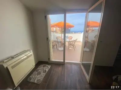 a room with a balcony with a table and chairs at Fantastic sea view Via Duchessa in Castellammare del Golfo