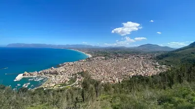 an aerial view of a city next to the ocean at Fantastic sea view Via Duchessa in Castellammare del Golfo