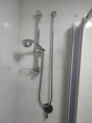 a shower in a bathroom with a glass door at Corso Butera 489 in Bagheria