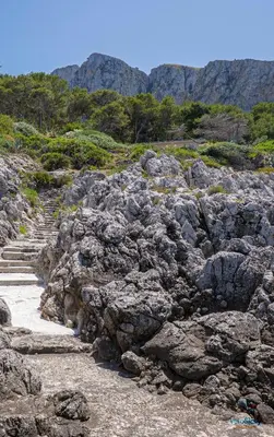 a rocky hillside with stairs and rocks at Verosicily Villa Aspra in Bagheria
