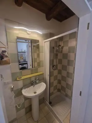 a bathroom with a sink and a shower at Al vicolo holiday home in Palermo