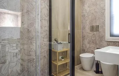 a bathroom with a shower with a toilet and a sink at Awesome Apartment In Capaci With Wifi in Capaci