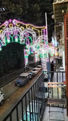 a view of a street with christmas lights at Dimora 51 in Palermo