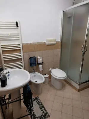 a bathroom with a sink and a toilet and a shower at Homedaf in Carini
