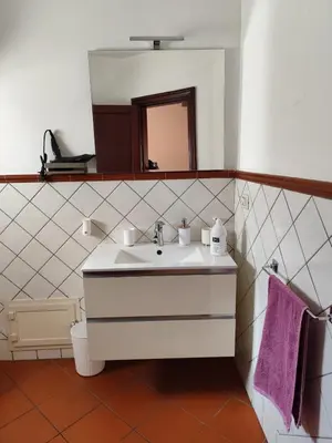 a bathroom with a sink and a mirror at Terrazze al centro in Palermo