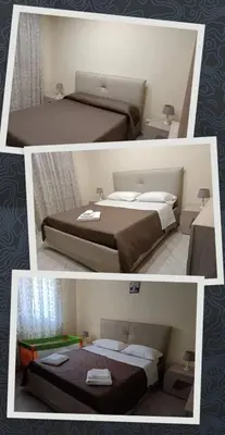 two pictures of two beds in a room at La casa di Marió in Palermo