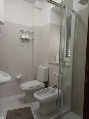 a bathroom with a toilet and a sink and a shower at A 2 passi dal Teatro Massimo in Palermo