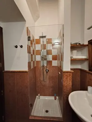 a shower in a bathroom with a sink at Bellini al Massimo in Palermo