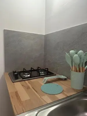 a kitchen counter with a stove and a sink at Casa Didi - Cattedrale in Palermo