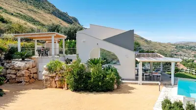 a villa with a view of a mountain at VILLA DEI SOSPIRI 4, Emma Villas in Castellammare del Golfo