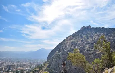 a mountain with a castle on top of it at Amazing Home In Monreale in Monreale