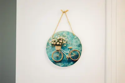 a painting of a bike with flowers in a basket at La Dimora di Icaro - near the sea, the Airport and Palermo in Carini