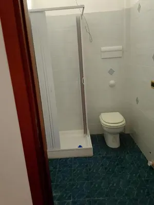 a bathroom with a shower and a toilet at Altofonte Vista in Altofonte