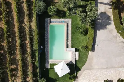 an overhead view of a swimming pool in a yard at Villa Oasi della Pace based in Partinico in Partinico