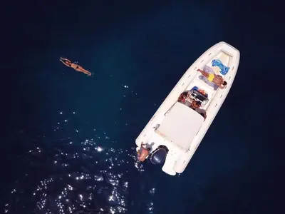 an aerial view of a boat in the water at Attico Giusy in Balestrate