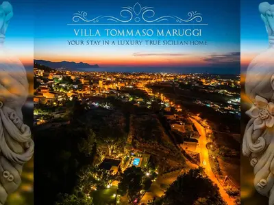a view of a city at night at Holiday Home Villa Tommaso Maruggi Jacuzzi und privater Pool by Interhome in Alcamo