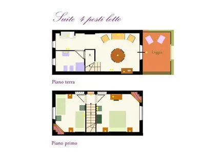 a floor plan of a small apartment with furniture at Holiday Home 'Suite Ficodindia by Interhome in Santa Flavia