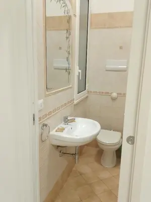 a bathroom with a sink and a toilet at Fabian Appartament in Bagheria